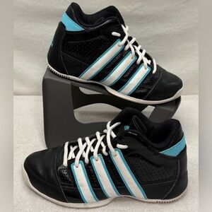 Adidas Kids Size 4 High Top Sneaker Shoes Lace Up Black Blue